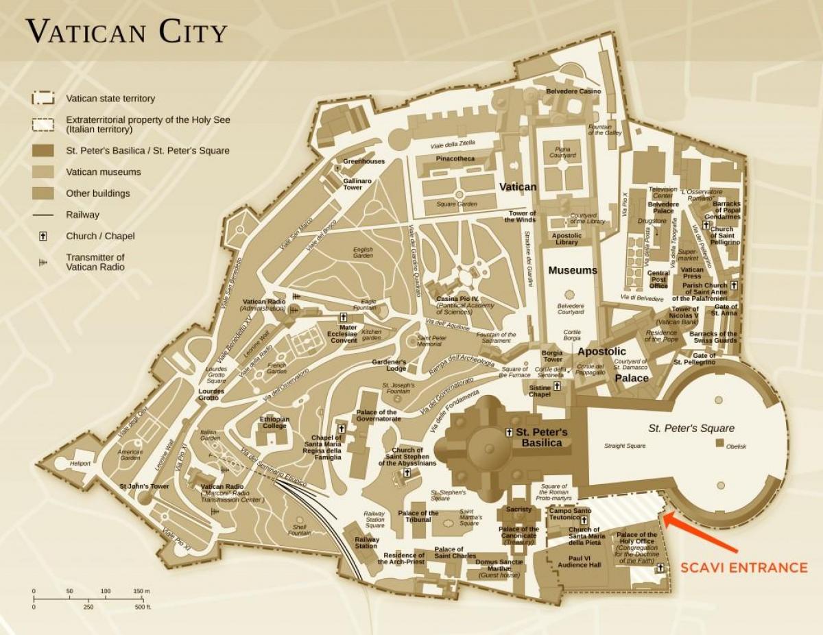 Mapa de las excavaciones de la oficina de la ciudad del Vaticano