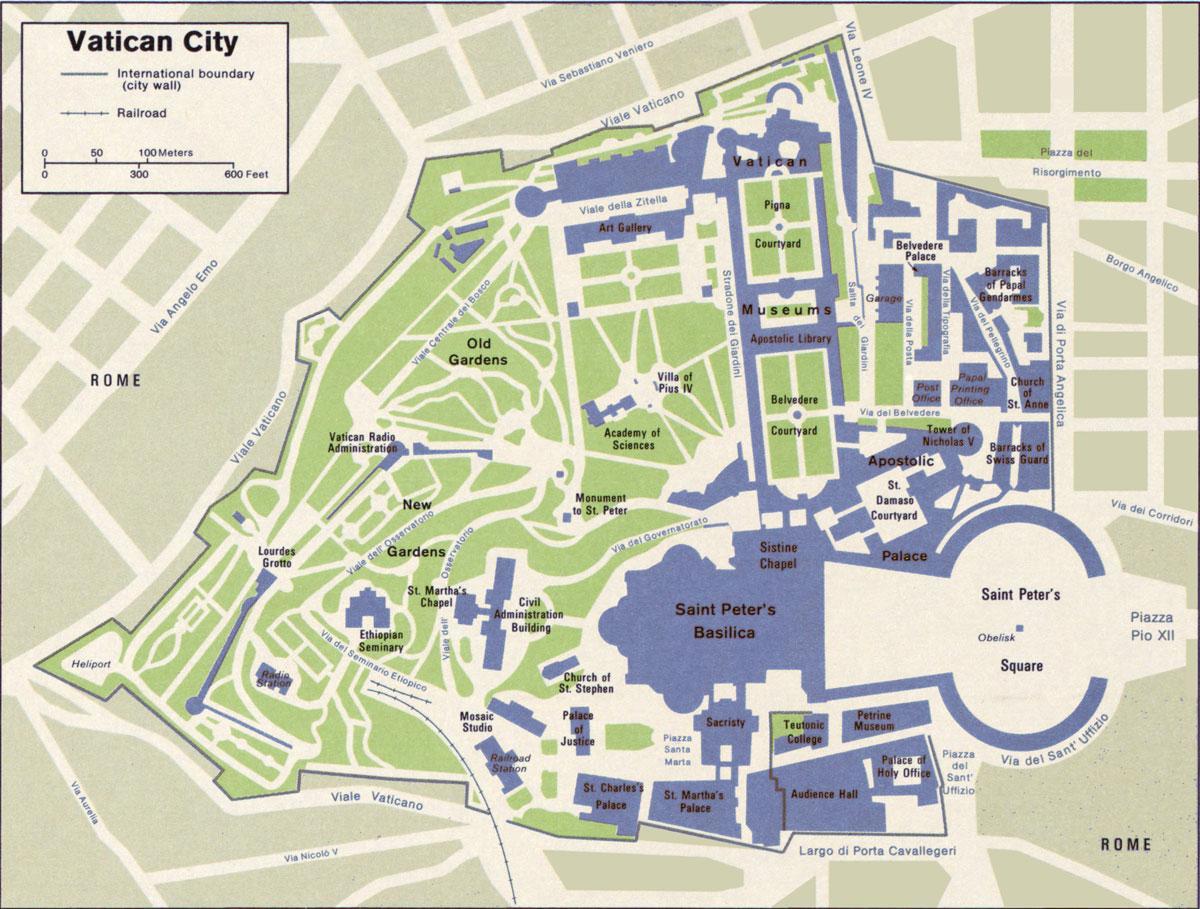 mapa de la ciudad del Vaticano y alrededores