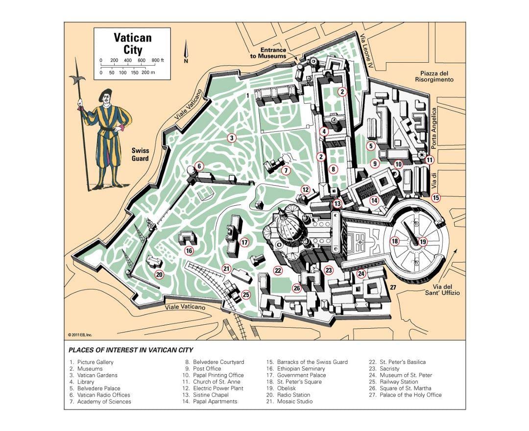 Mapa de museo del Vaticano habitación